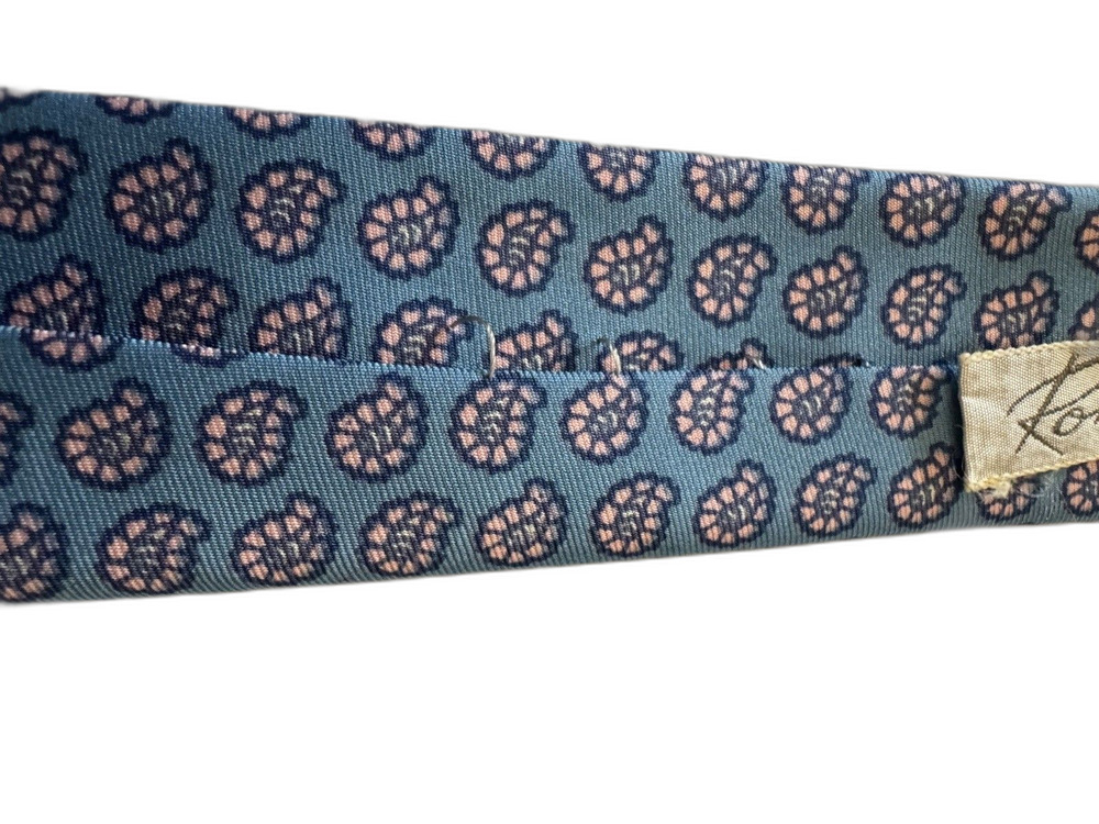 Christian Dior Blue Pink Paisley Silk Tie Woven Logo Accent Designer One Size - Picture 5 of 7
